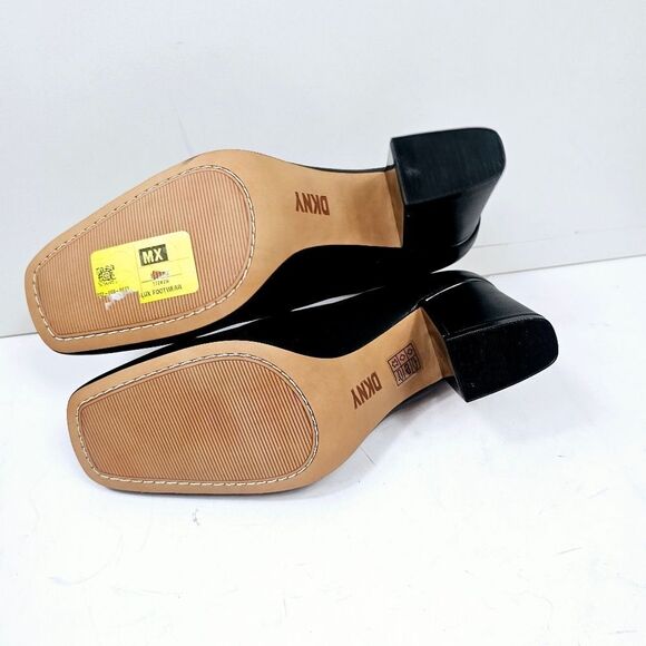 DKNY Celsa Black Leather Square Toe Chunky Block Heel Pump Size 8.5 NIB NWT - Picture 8 of 12